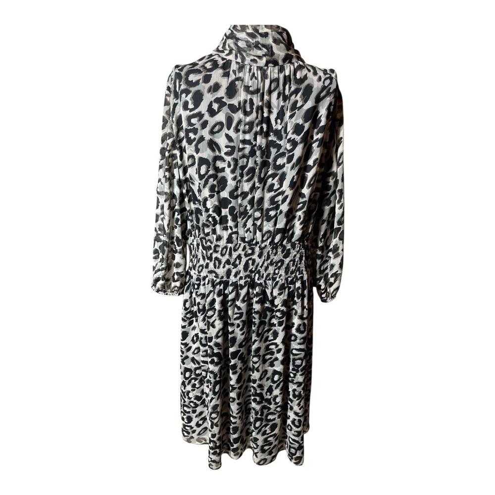 Eliza J Leopard Print Dress 16‎ Long Sleeves Chiffon Style EJM1092 Neck Ties